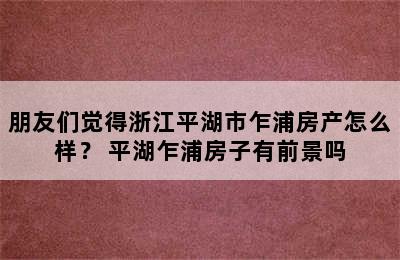 朋友们觉得浙江平湖市乍浦房产怎么样？ 平湖乍浦房子有前景吗